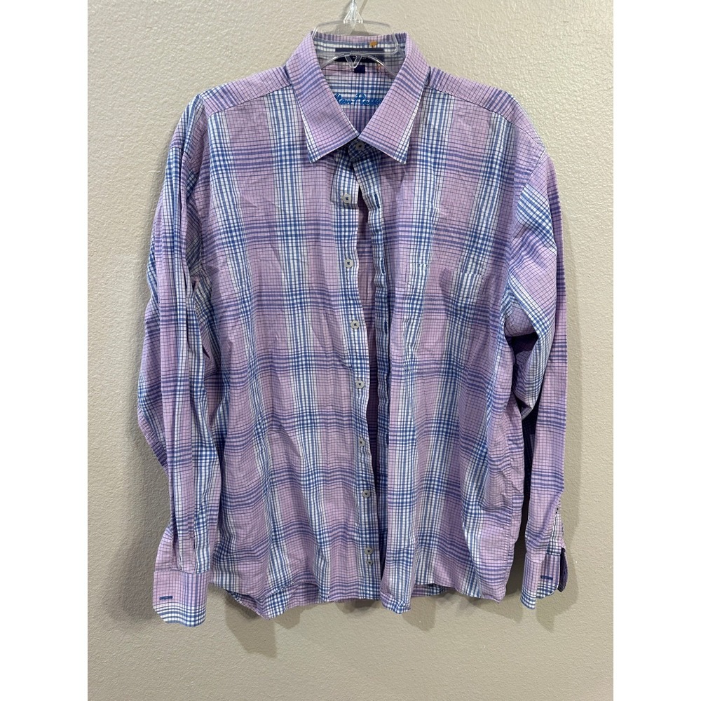 Alan Flusser Men's Plaid Button Down Long Sleeve Dress Shirt‎